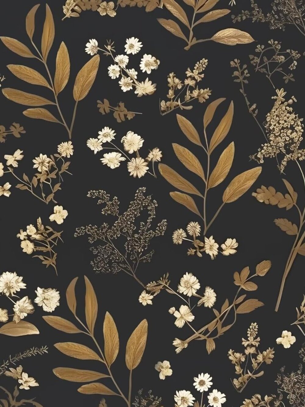Vintage Floral Peel and Stick Wallpaper 17.5"x 393", Gold Black
